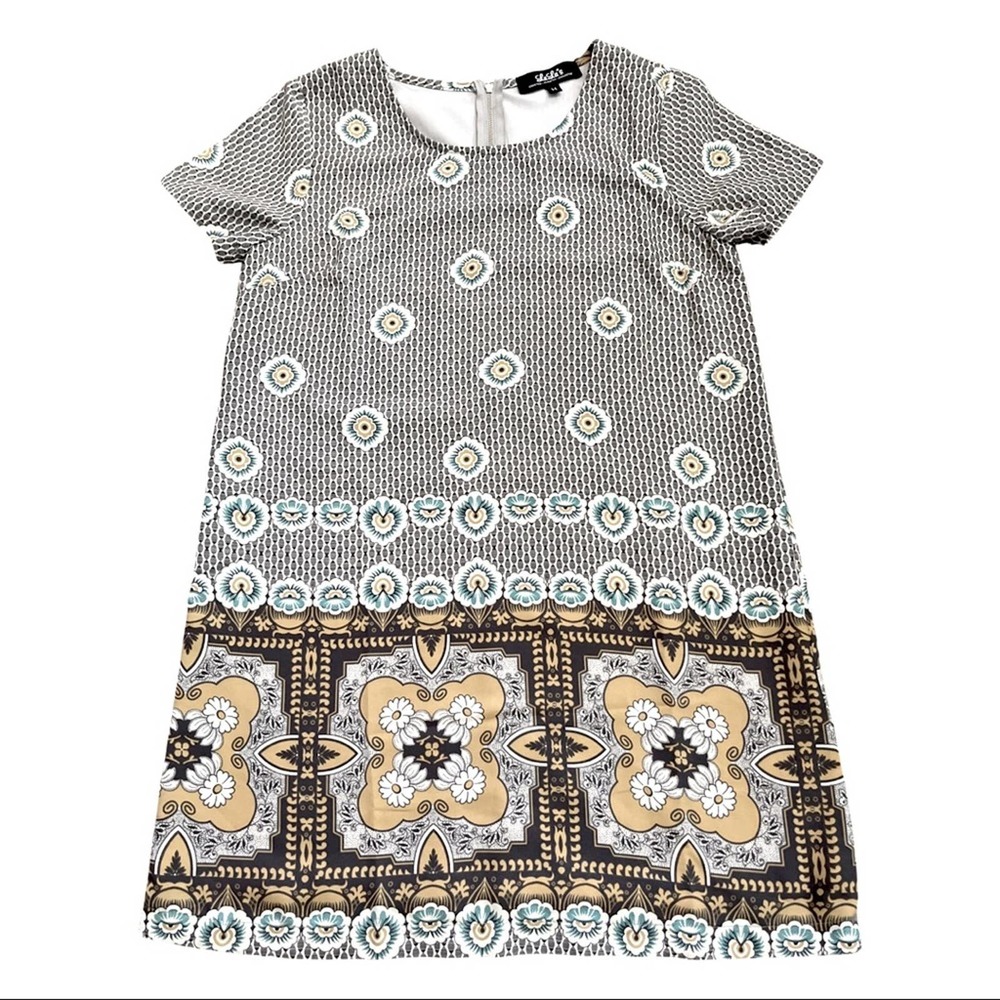 Lulu's Black and Gold Patterned Midi Dress